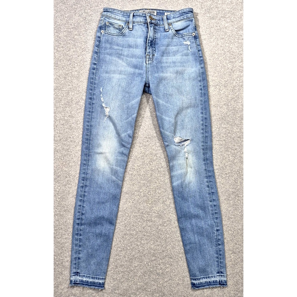 Lucky Brand Bridgette Skinny Jeans Womens 0/25 Blue High Rise Distressed Denim
